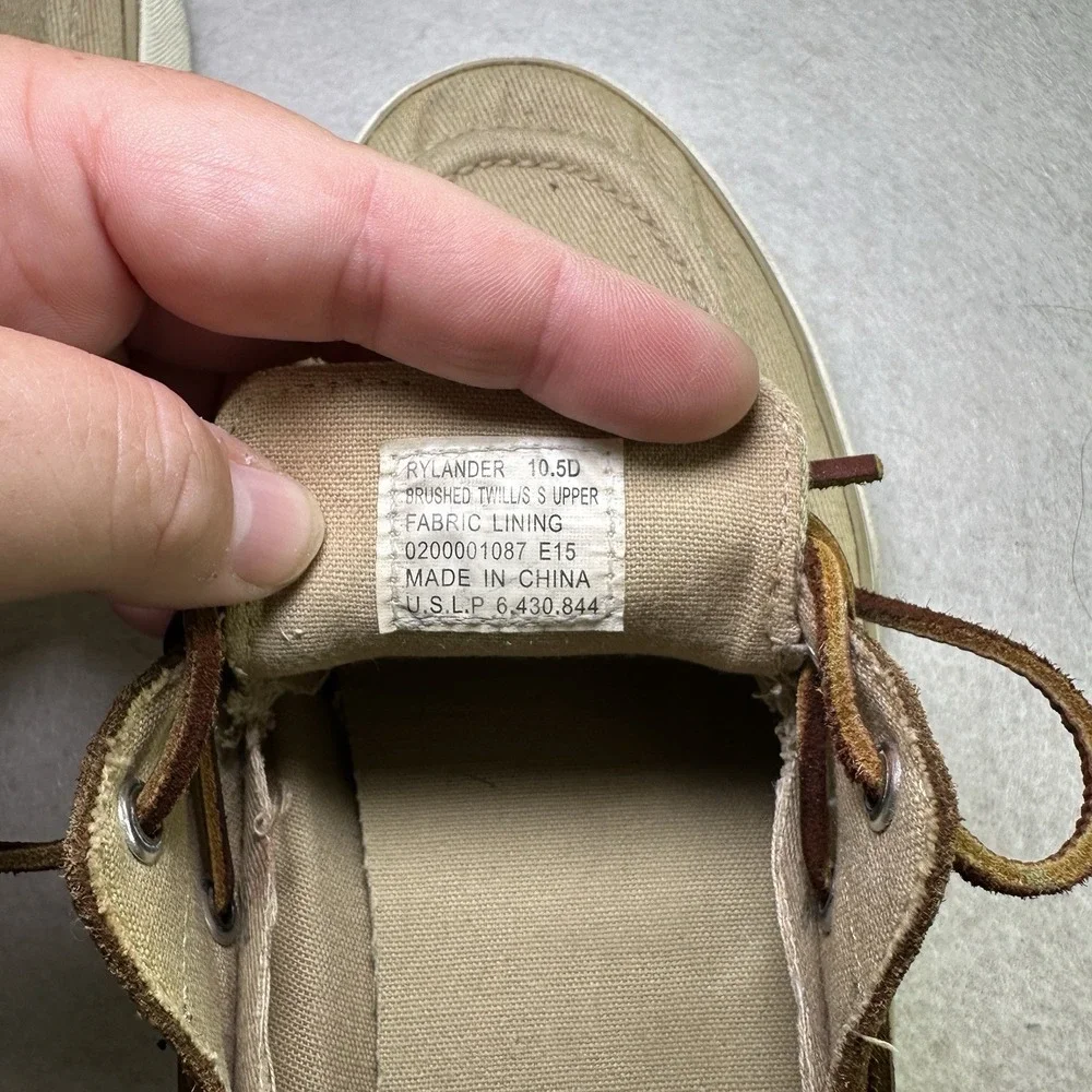 Polo Ralph Lauren Boat Shoes Mens 10.5 D Rylander Beige‎ Leather Lace Up